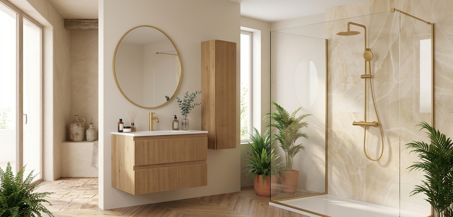 Grifería dorada y negra: tendencia en baños